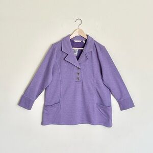 NEW Soft Surroundings Golden Age Pullover Tunic Purple Top Women’s size PL